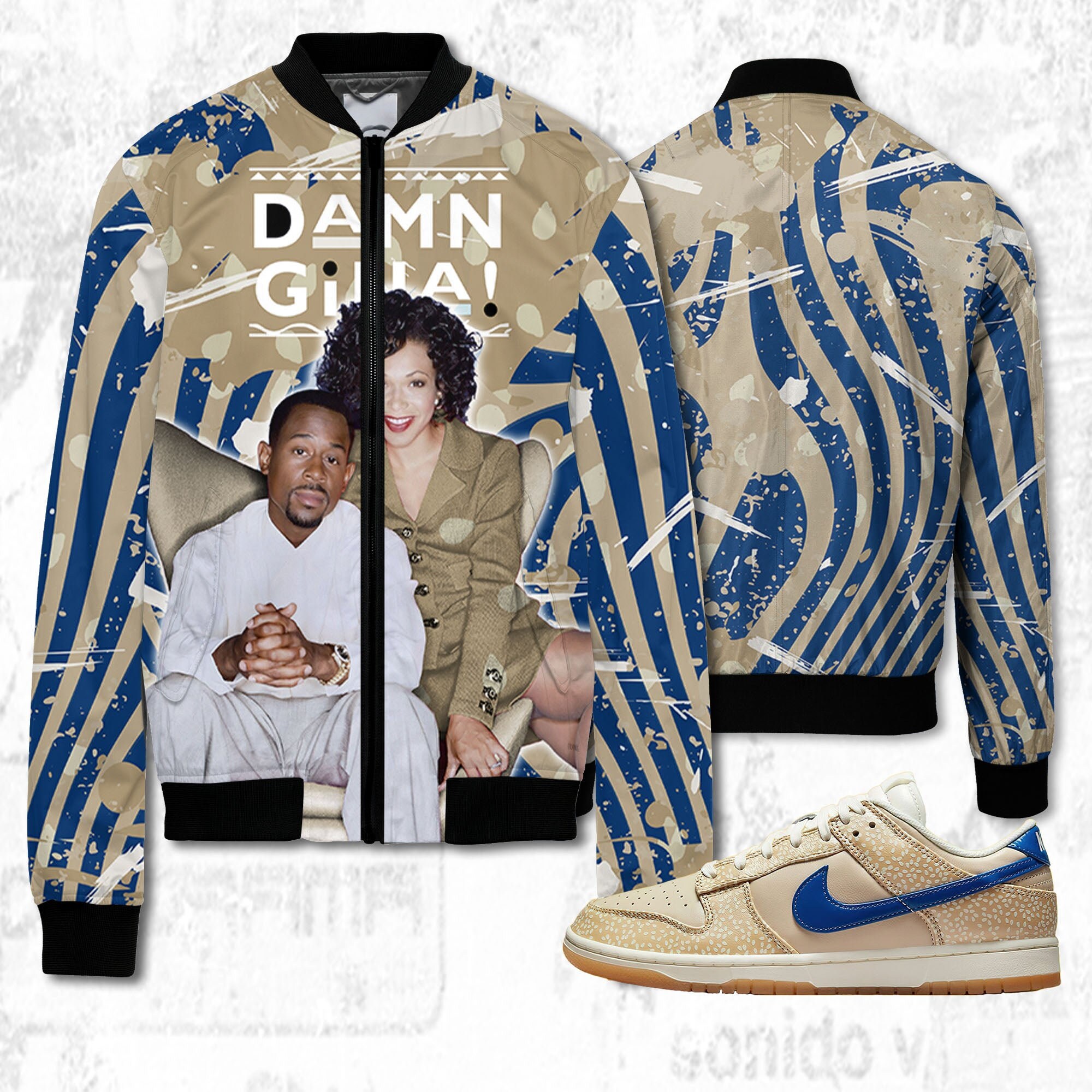 Damn Gina 3D Humor 90s Unisex jacket match Dunk Low Montreal Bagel Jordan Jordan MatchBomber
