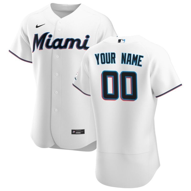 2020 MLB Personalized Custom White Miami Marlins Jersey