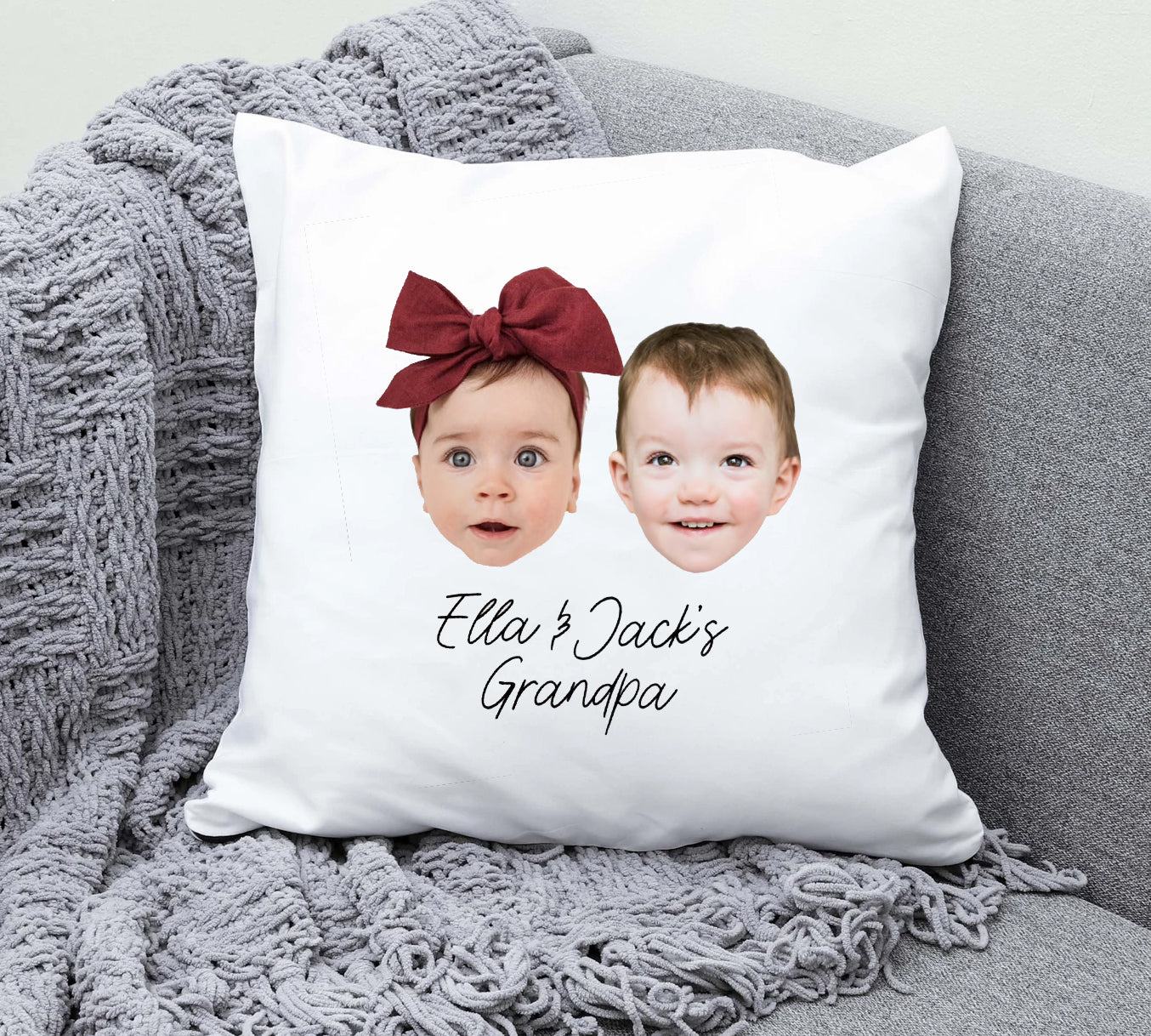 Two Baby Face Pillow, Personalized Photo Gift, Custom Baby Face Pillow, Custom Grandchild Pillow, Father’S Day Custom Pillow, Photo Pillow, Custom Baby Pillow