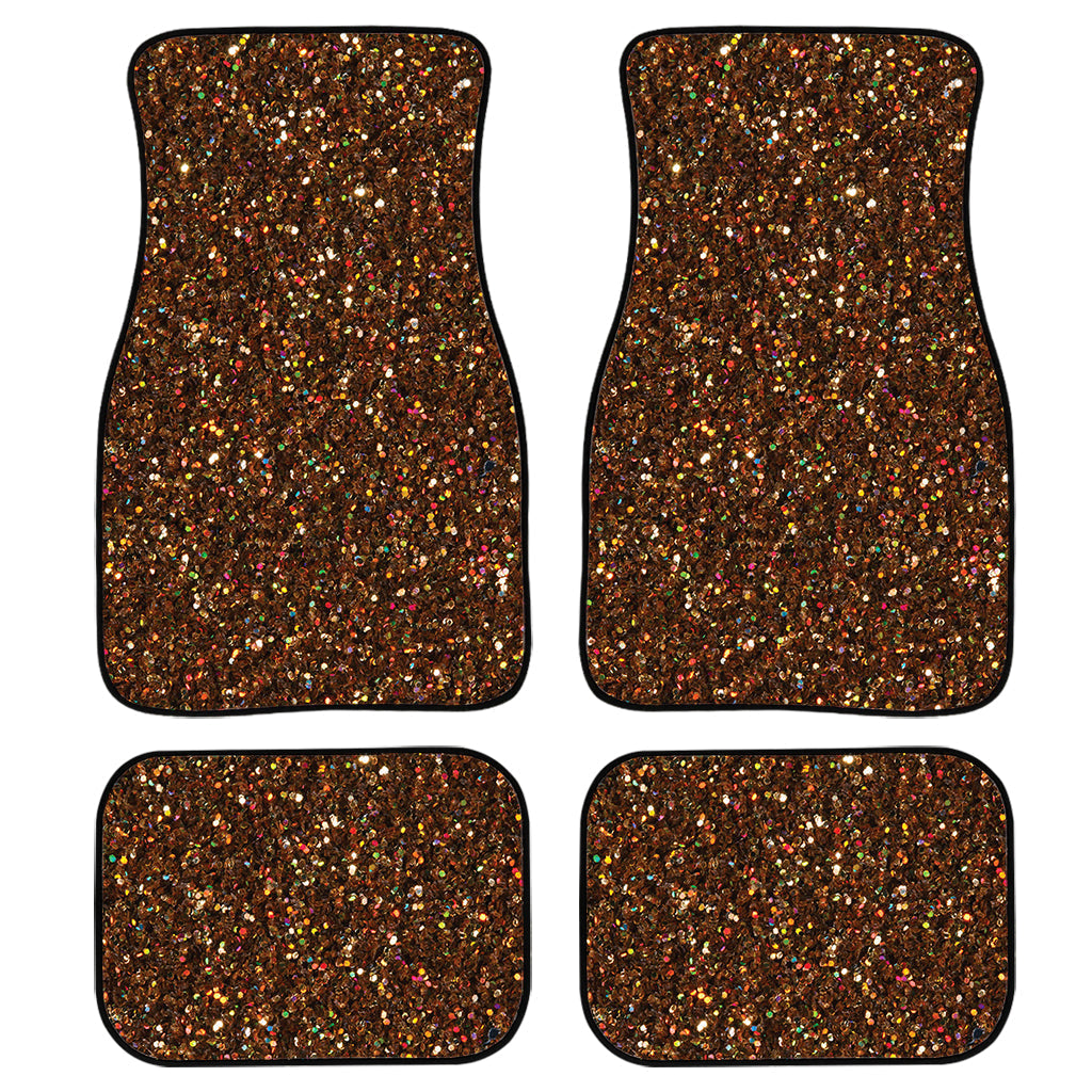 Brown Glitter Texture Print Front And Back Car Floor Mats, Front Car Mat