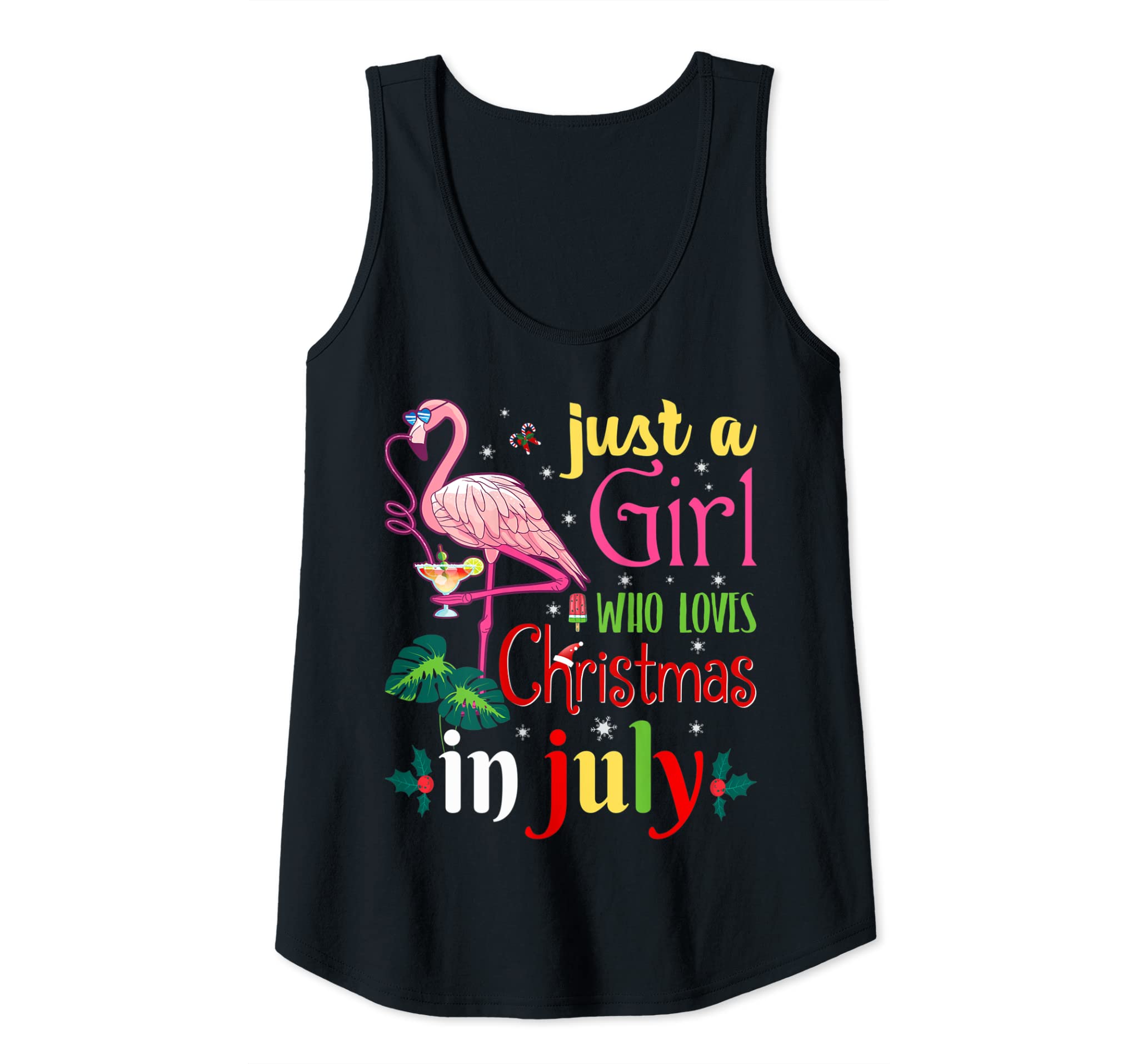 Womens Just A Girl Who Loves Christmas In July Shirt Girls Gifts Tank Top