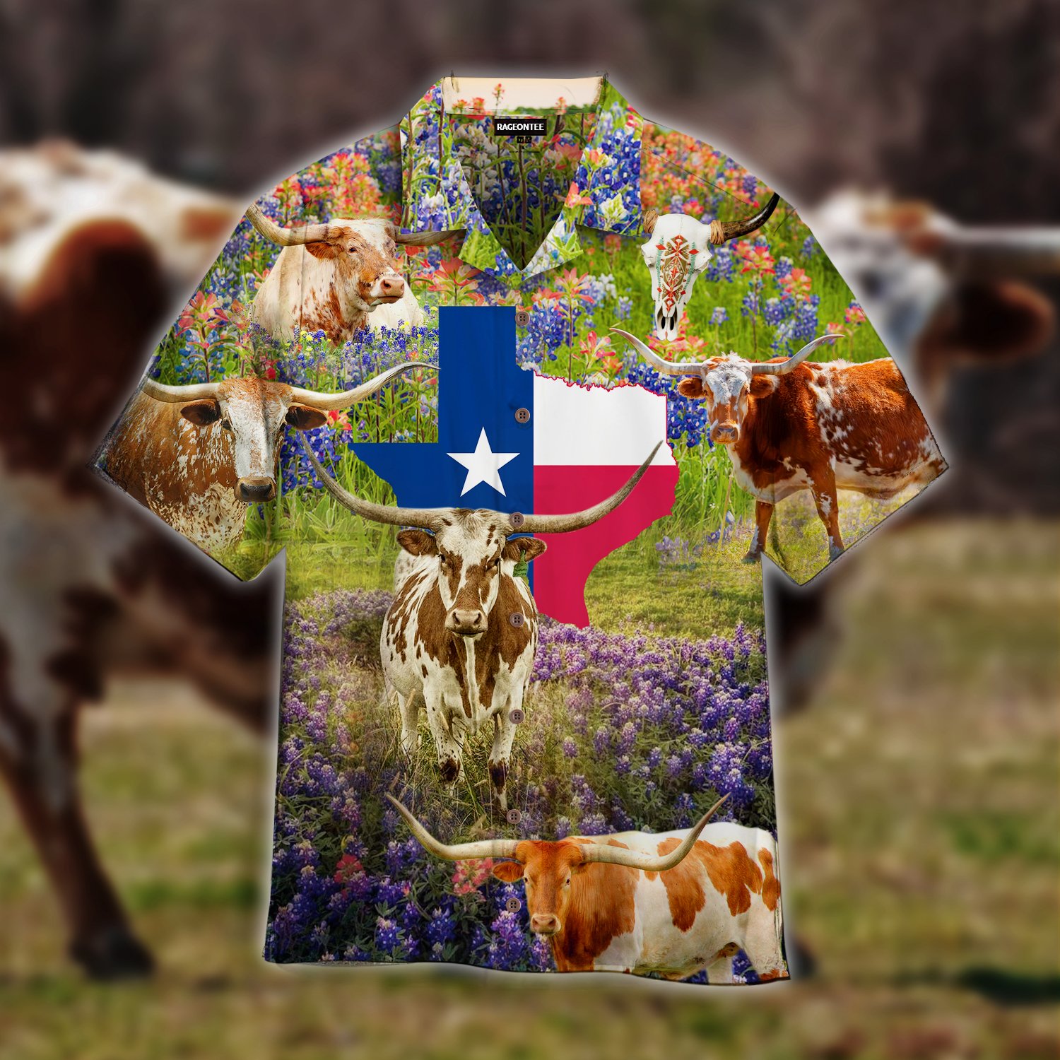 Texas Cow In Bluebonnet Field Hawaii Shirt For Men Women Adult Ha38570