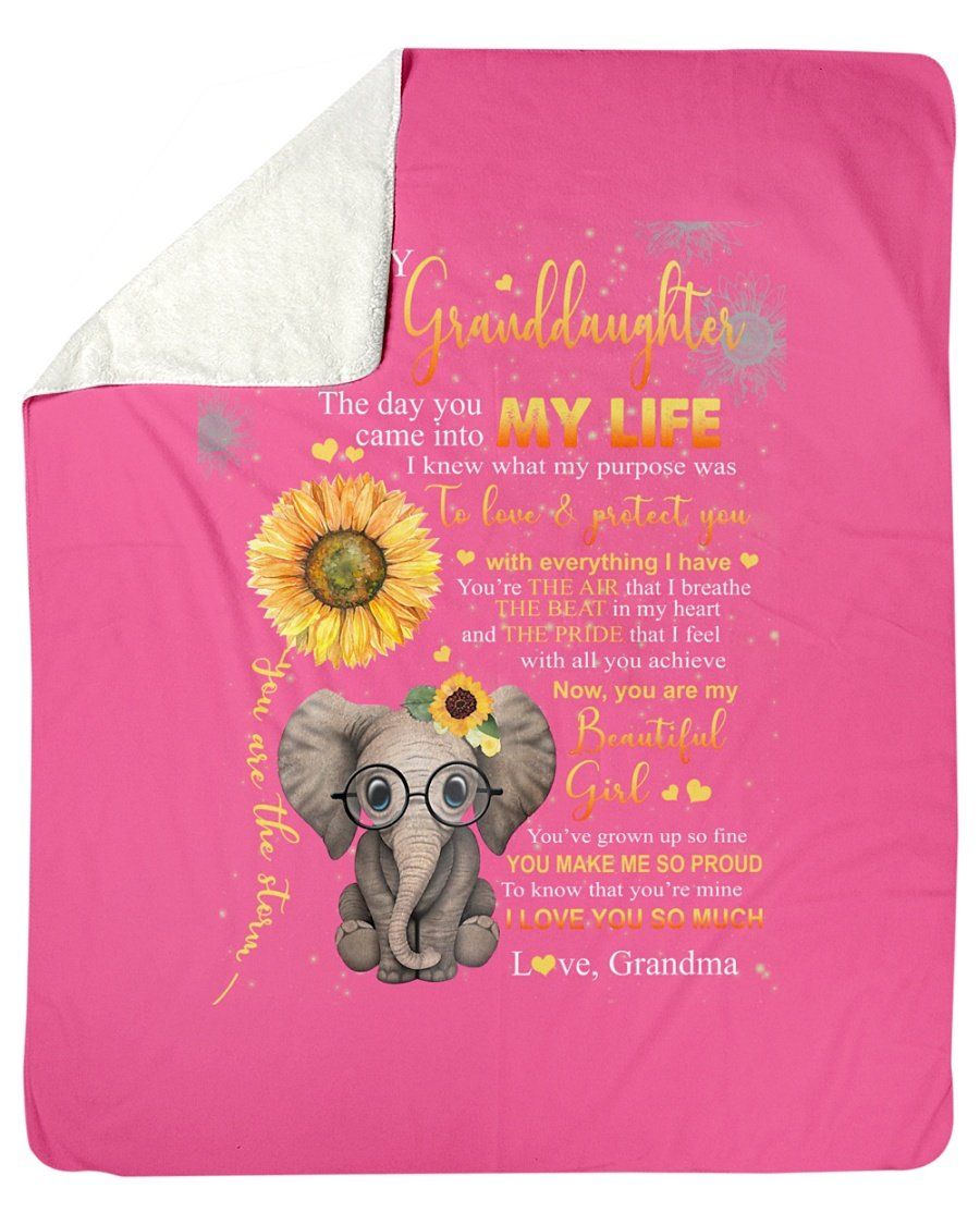 Grandma Gift For Great Granddaughter Elephant I Love You So Much Sherpa Blanket