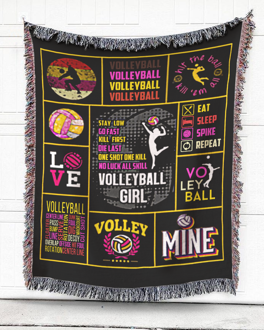 Woven Throw For Sports Lovers Christmas Gift, Volleyball Girl, Cotton Blanket