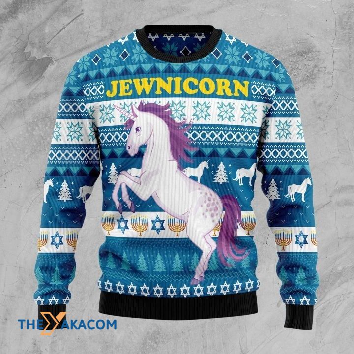 Lovely Purple Unicorn Jewnicorn Gift For Christmas Ugly Christmas Sweater