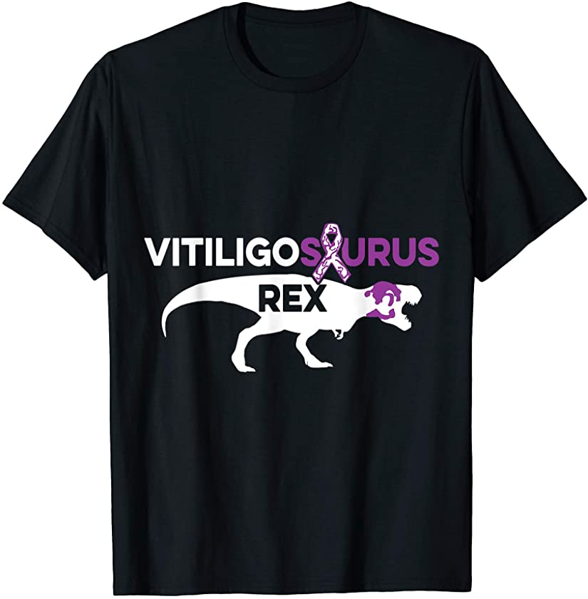 Vitiligo Awareness SaurusRex Strong Melanin Warrior Survivor T-Shirt