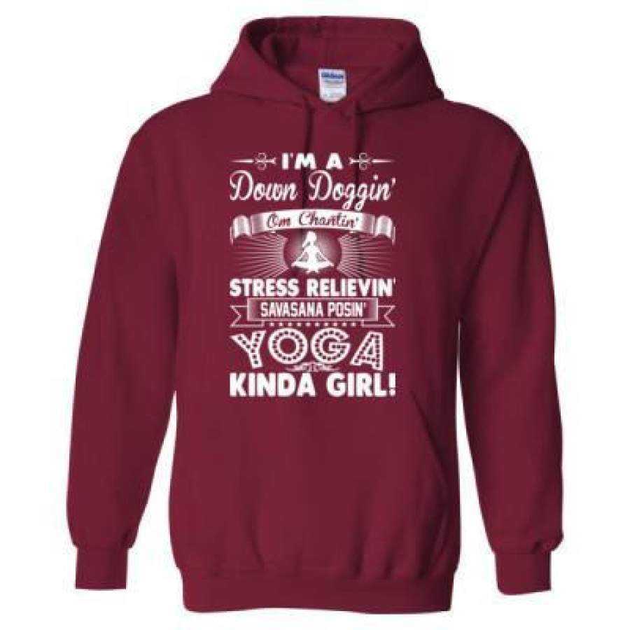 AGR Im A Down Doggin Om Chantin Stress Relievin Savasana Posin Yoga Kinda Girl – Heavy Blend™ Hooded Sweatshirt