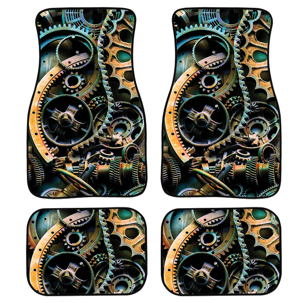 Steampunk Cogs And Gears Print Front And Back Car Floor Mats, Front Car Mat