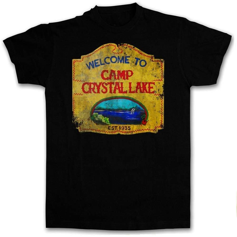 YPS Camp Crystal Lake Vintage Sign Men’s T-shirt – The 13 Friday Jason Horror 13th