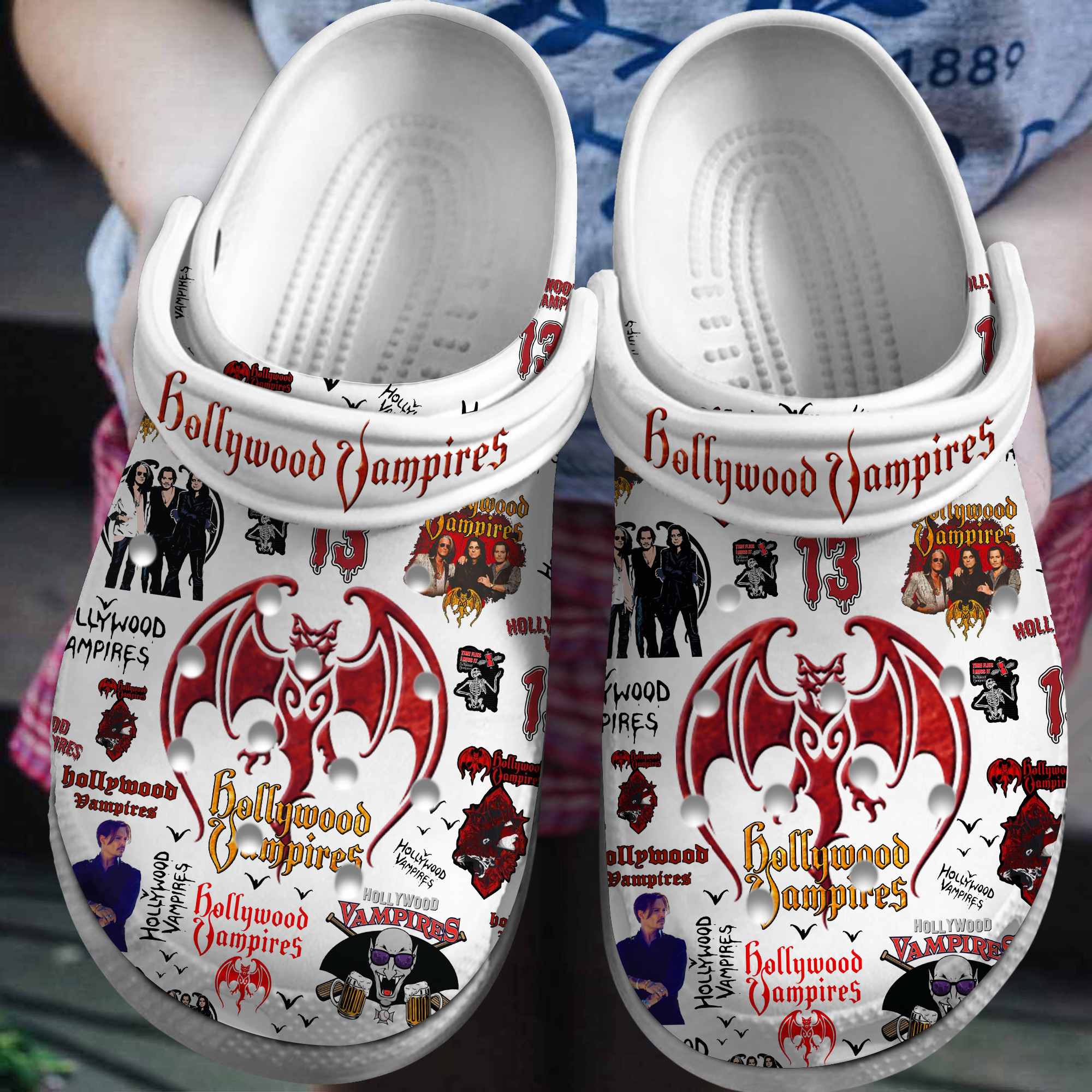 Premium Hollywood Vampires Music Crocs Crocband Clogs Shoes Comfortable For Men Women and Kids