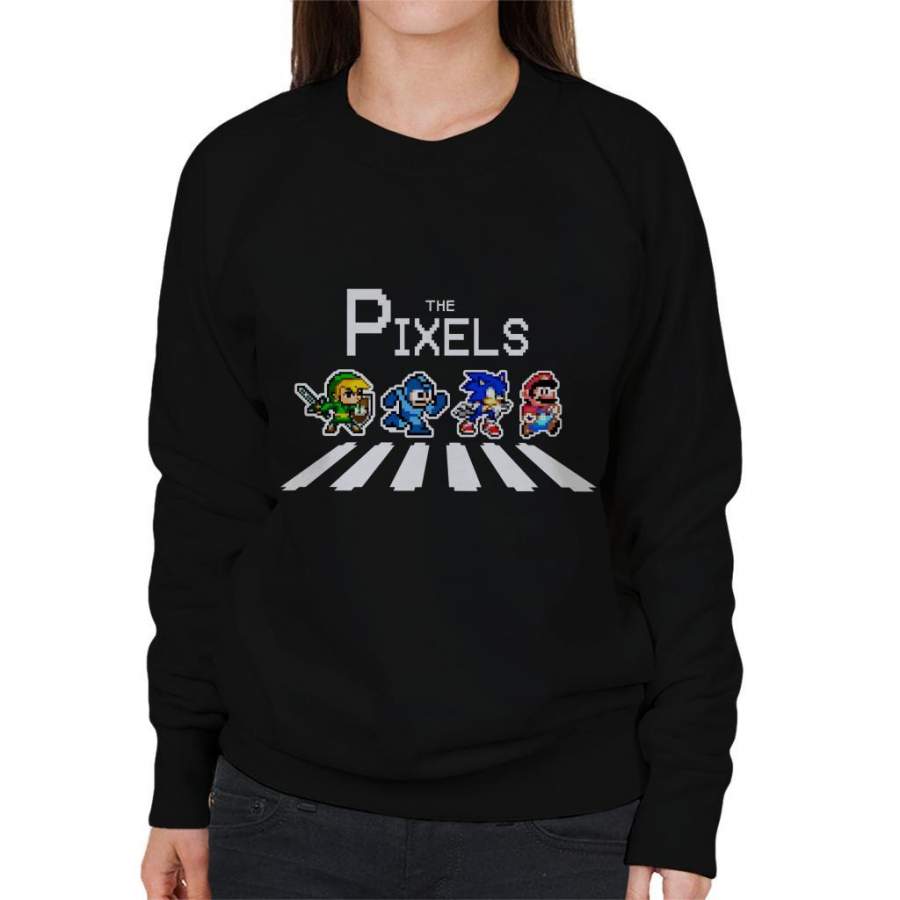 The Pixels Link Mega Man Sonic Mario Abbey Road Women’s Sweatshirt