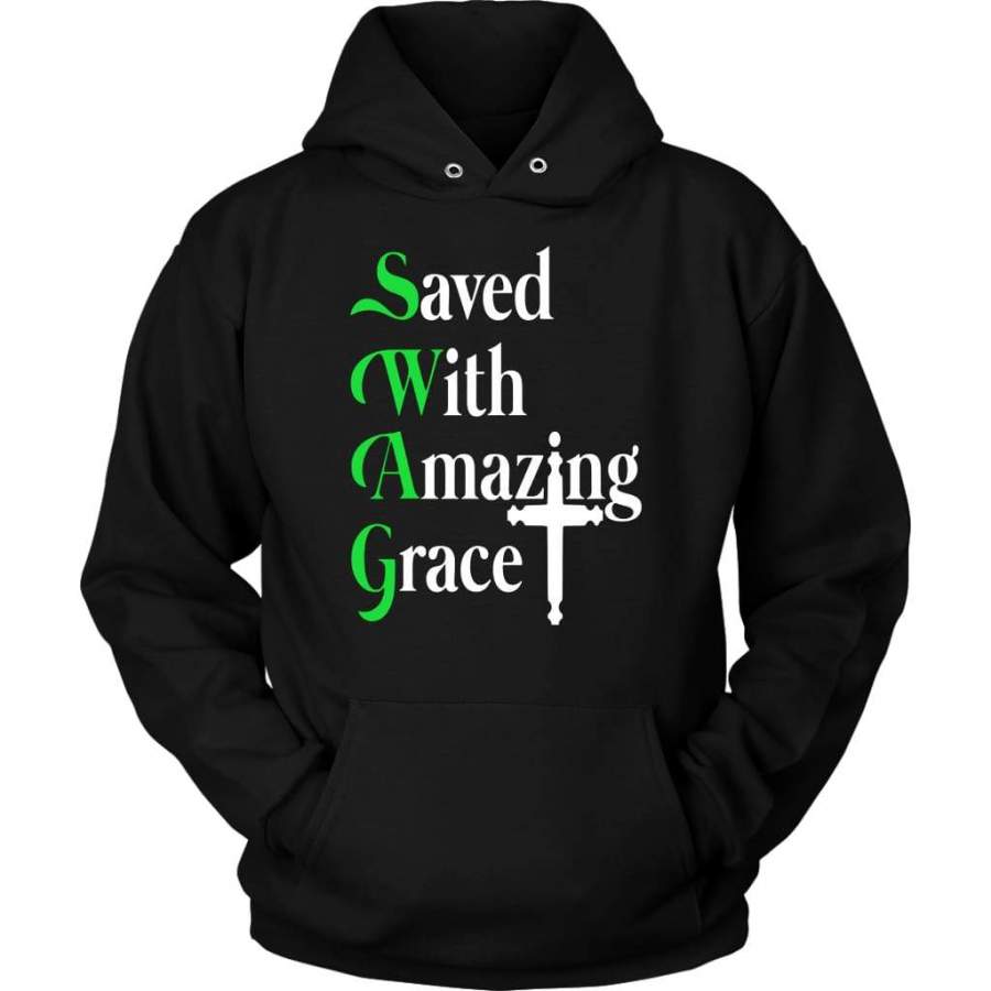 Saved with amazing grace christian hoodie