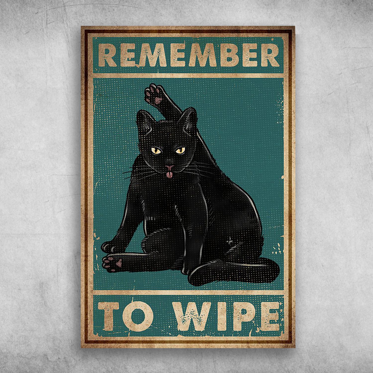 Remember To Wife Black Cat Poster Print Toilet Wall Art Canvas Wall Decor