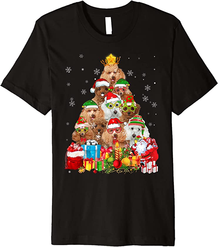 Poodle Dog Christmas Tree Xmas Pajama Puppy Lover Premium T-Shirt