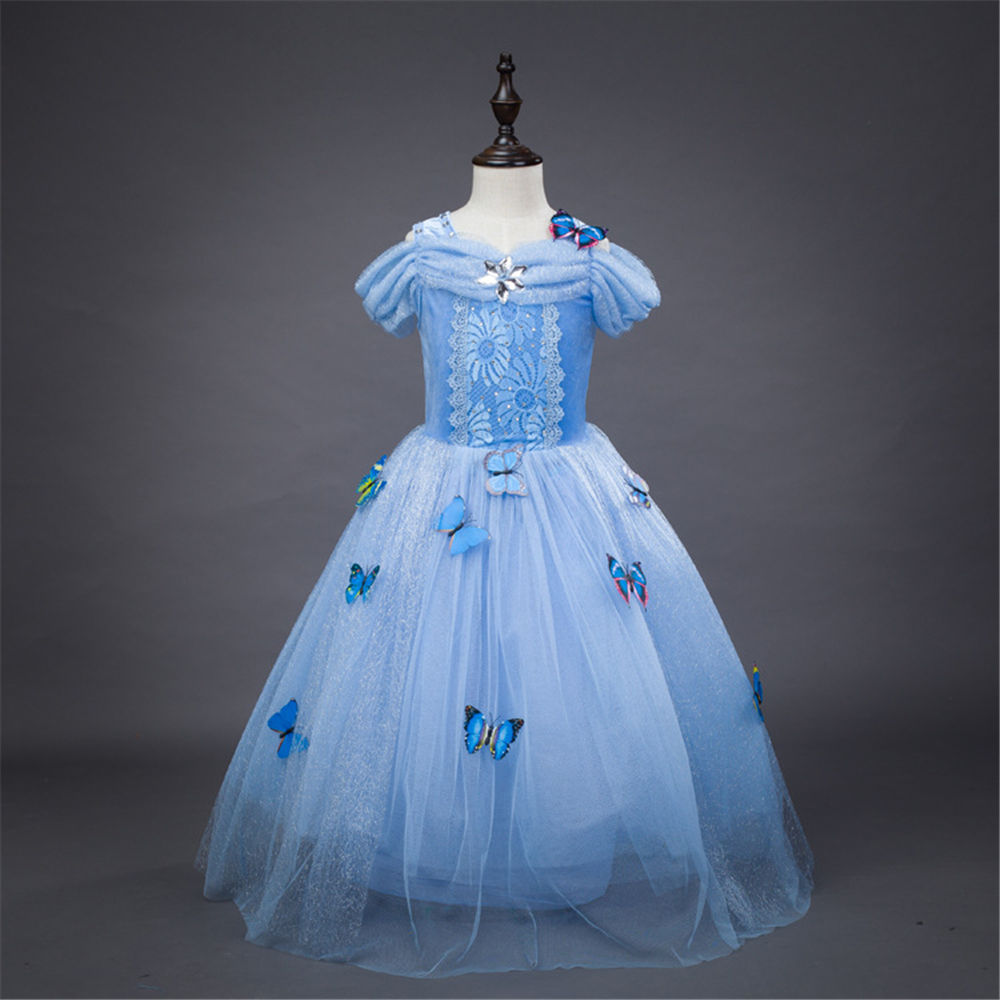 Toddler Girls Cinderella Dress Children Sequined Butterfly Princess Dress Kids Evening Party Clothes Halloween Cosplay Costume alx