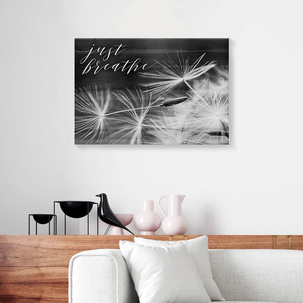 Canvas Artwork Just Breathe Dandelion Flower Yoga Vintage Wall Art Canvas Wall Art Home Decoration