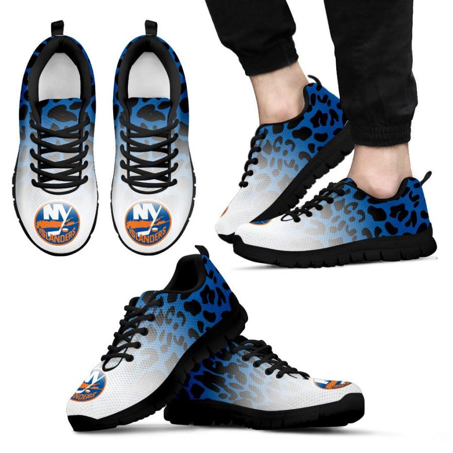 Custom Printed New York Islanders Sneakers Leopard Pattern Awesome