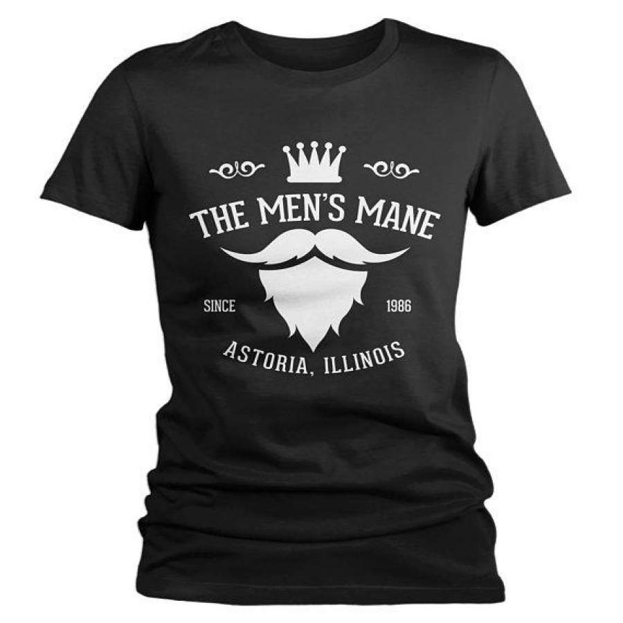 Personalized Women’s Barber Shop T-Shirt Barbers Shirts Beard Crown Mustache Vintage Custom Shirt