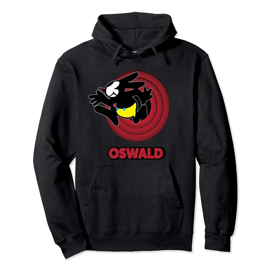 Oswald A Cartoon Rabbit Running | Vintage Red Cartoon Circle Pullover Hoodie Unisex 3D All Over Print