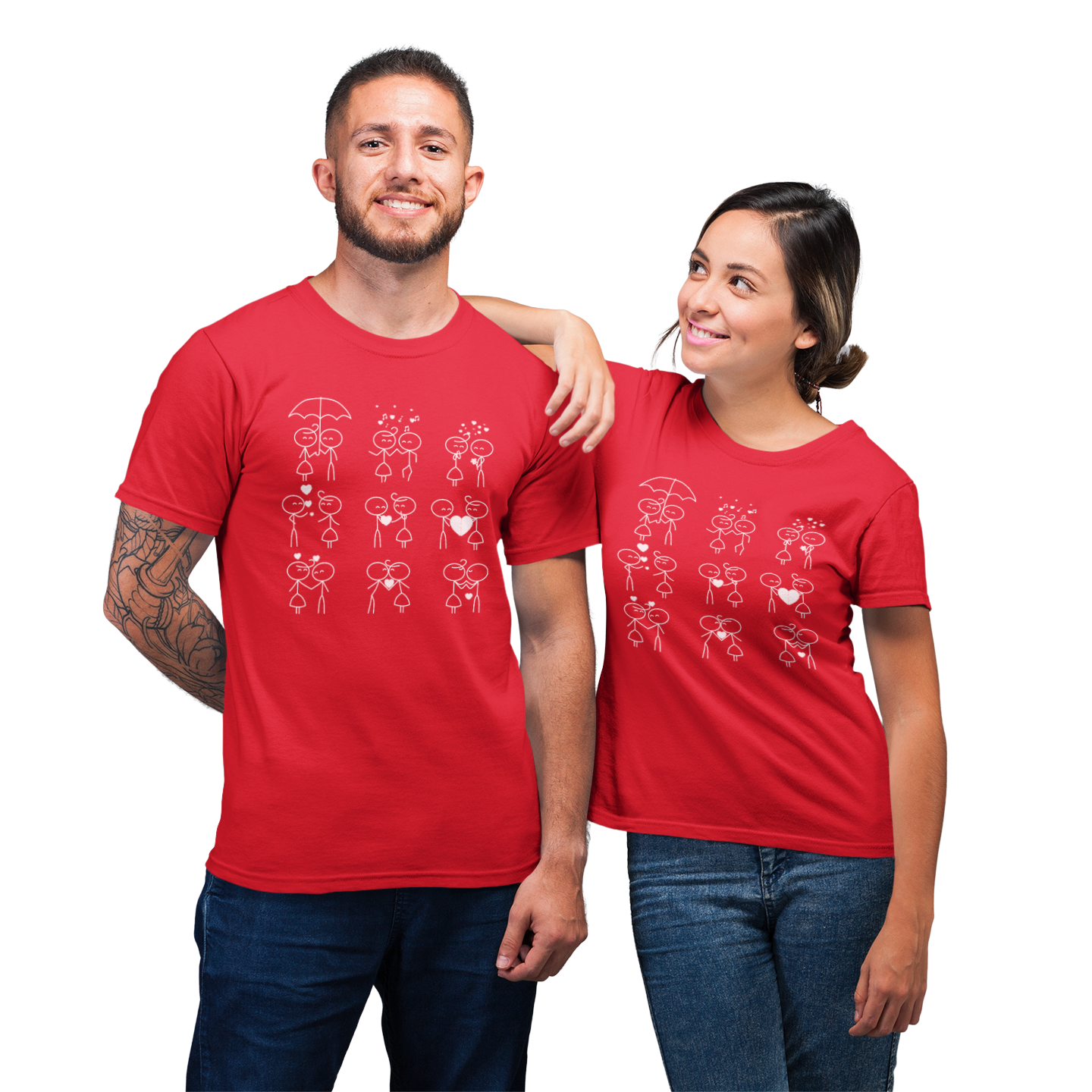 Matching For Lover Doodle Couple Outfit Gift Love T-Shirt