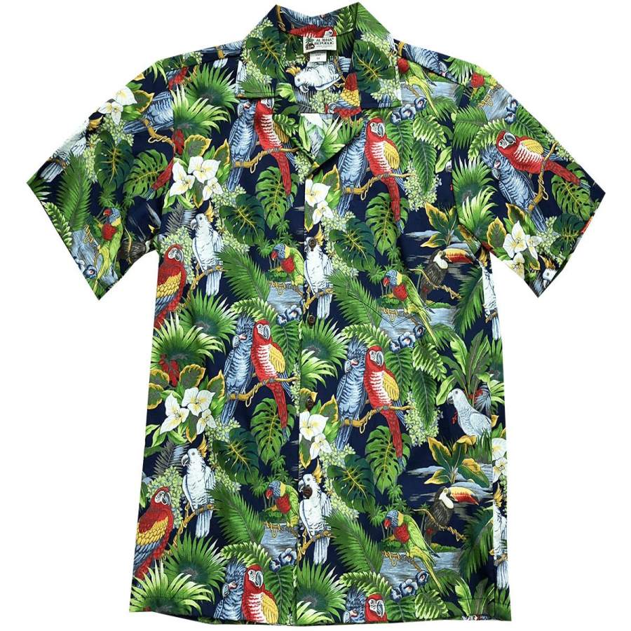 Parrot Domain Navy Hawaii Shirt Ha86262