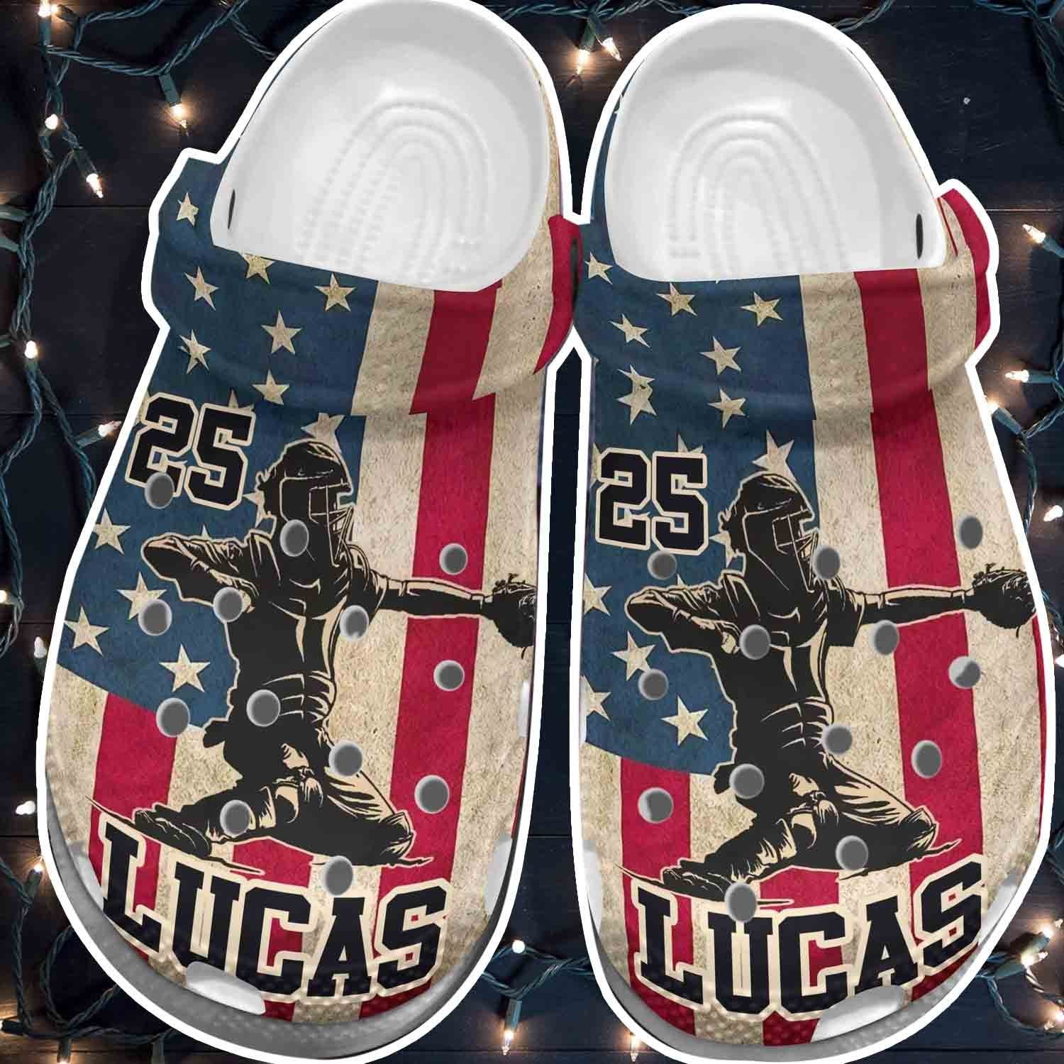 Baseball 4Th Of July Usa Flag Shoes For Batter – America Flag Personalized Crocs Clogs – Baseball-B106 – Gigo Smart