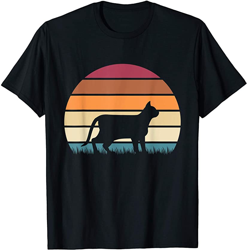 Retro Sunset Kitten Feline Pet European Shorthair Cat T-Shirt