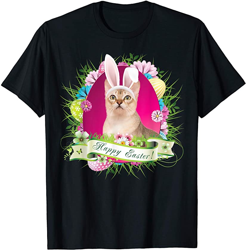 Bunny Singapura Cat Happy Easter Day Lover Egg Hunt Lovely T-Shirt