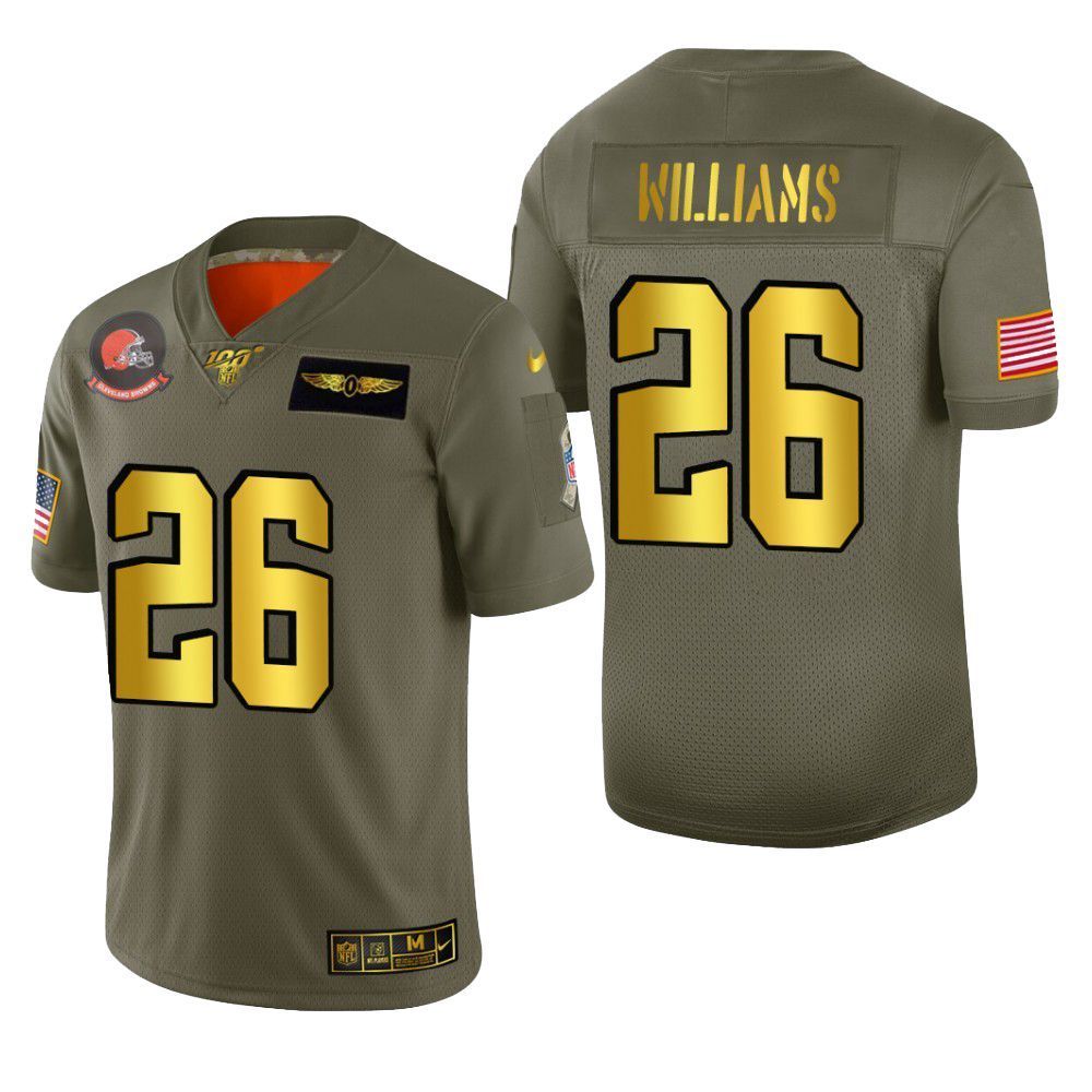 Cleveland Browns Greedy Williams 2019 Salute To Service NFL 100 Mens Jersey Metallic