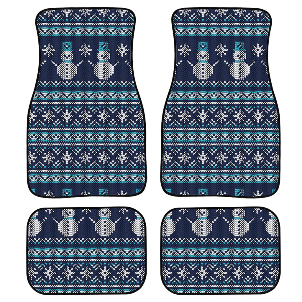 Christmas Snowman Knitted Pattern Print Front And Back Car Floor Mats, Front Car Mat