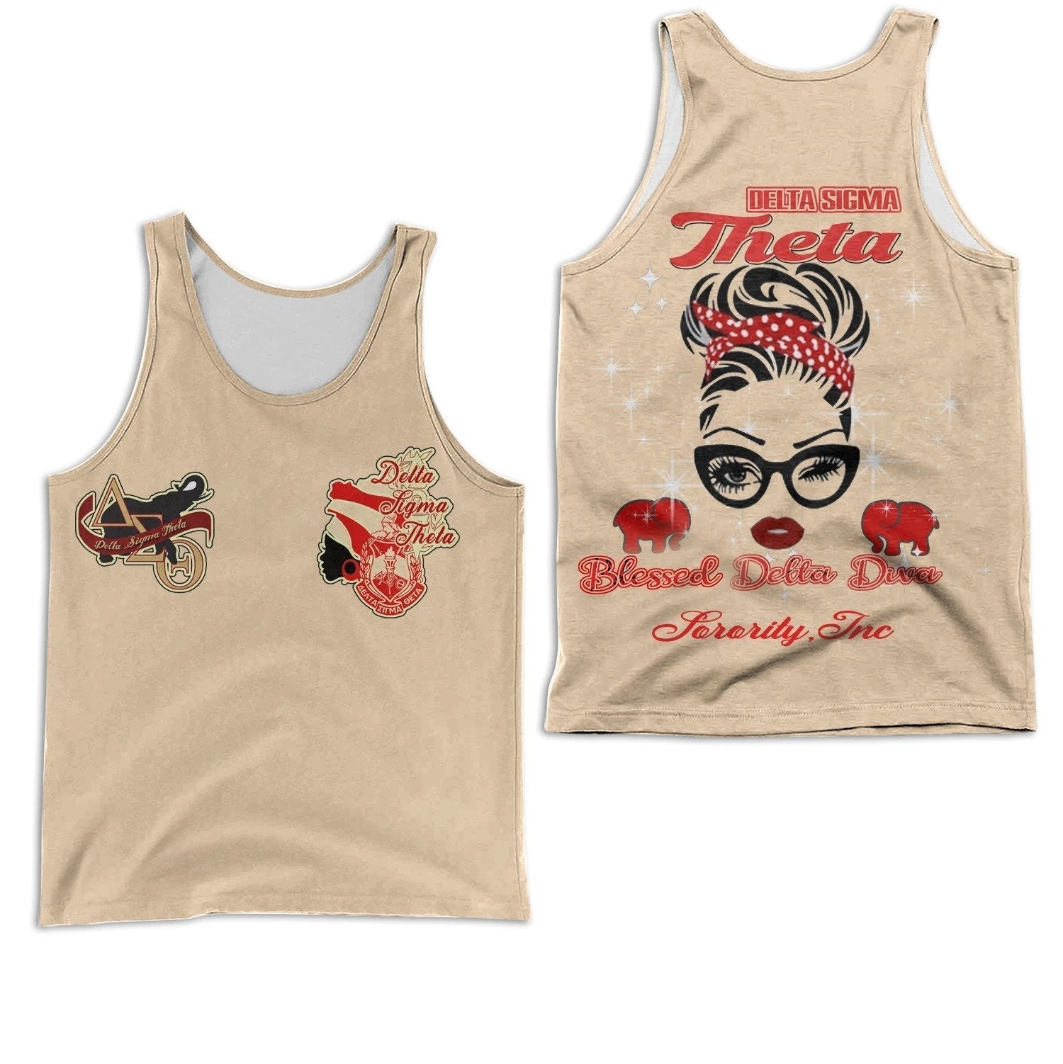 Wonderprint Tank Top Blessed Delta Sigma Theta Diva Racerback Tank