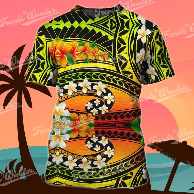 Hawaii Plumeria Flower Charm Sunset Trending Full Print Tshirt Ha79411