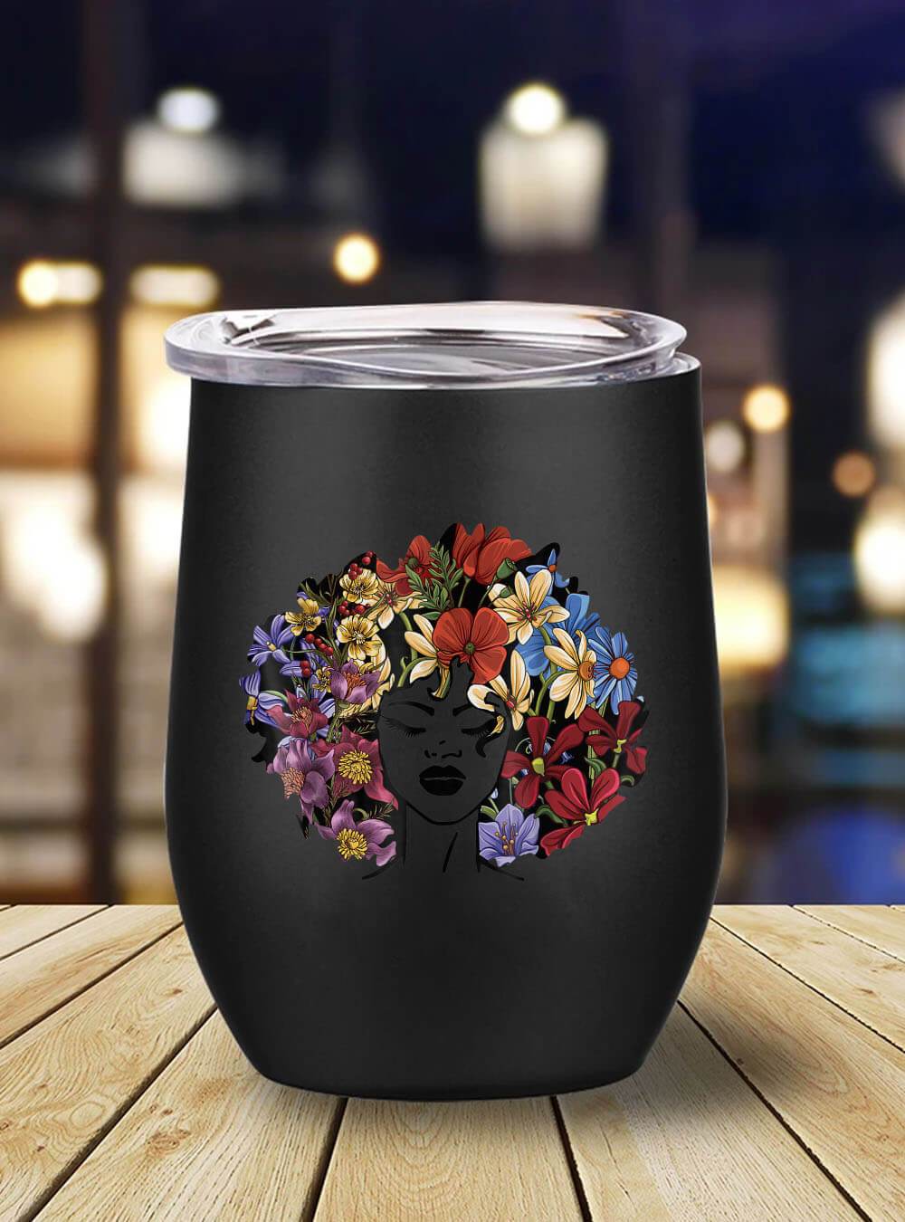 African American Tumbler Afro Natural Black Hair Kind Pride Stainless Steel Wine Tumbler Mug Black History Month Gift Ideas BPS4848