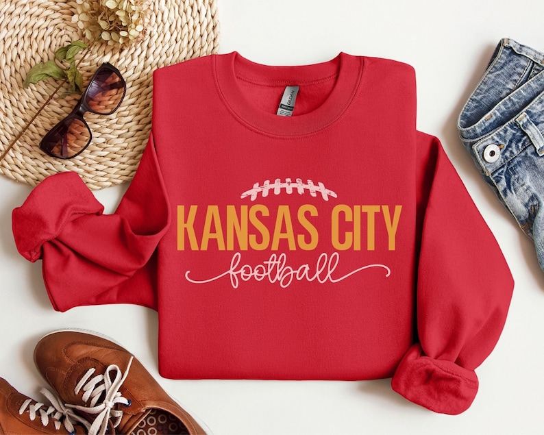 Kansas City Football Sweatshirt, KC Football Crewneck, Vintage Kansas City Football T-Shirt For Game Day, Gift For Kansas City Football Fan