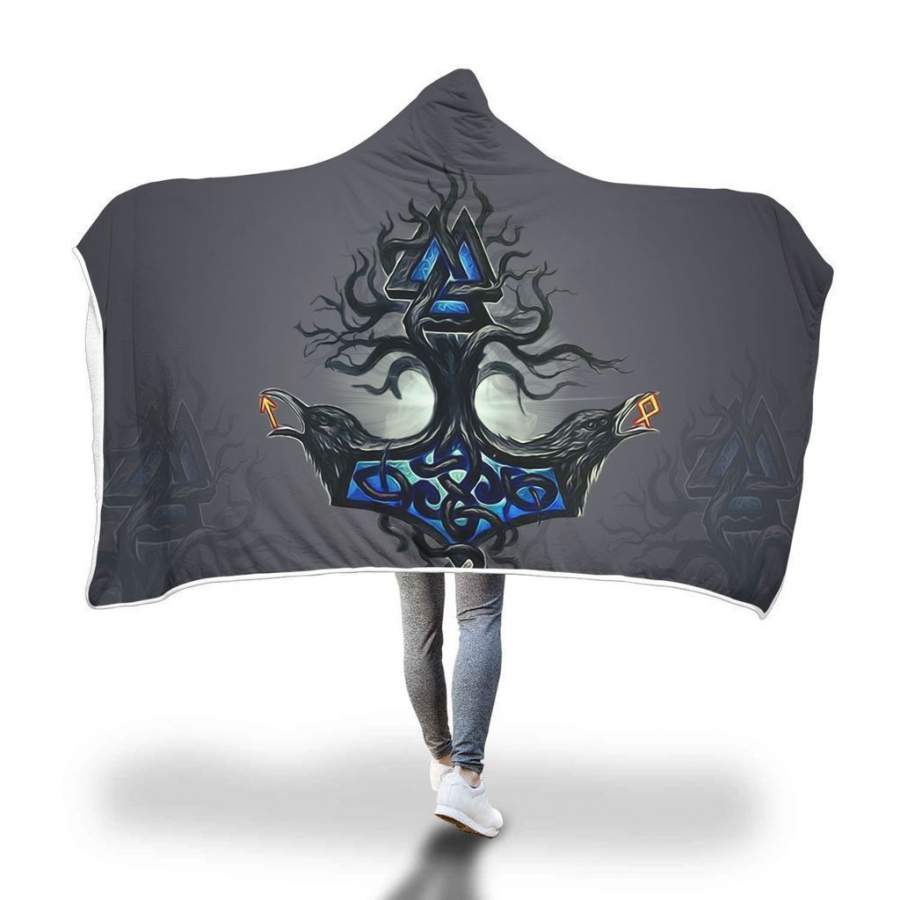 Viking Hooded Blanket – Viking Raven Hooded Blanket PL090