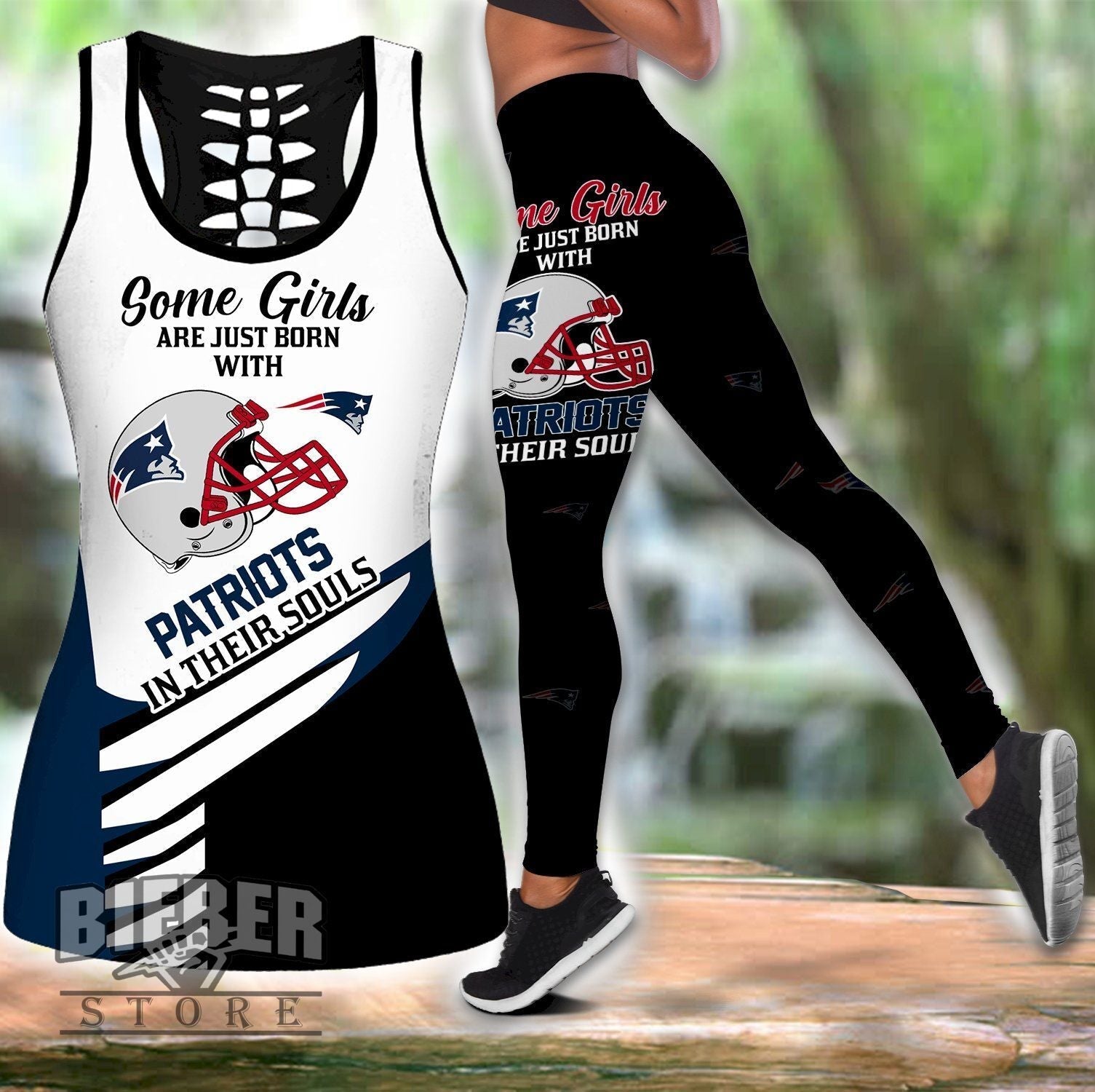 Combo New England Patriots Some Girls Hollow Tanktop Legging Set K1975