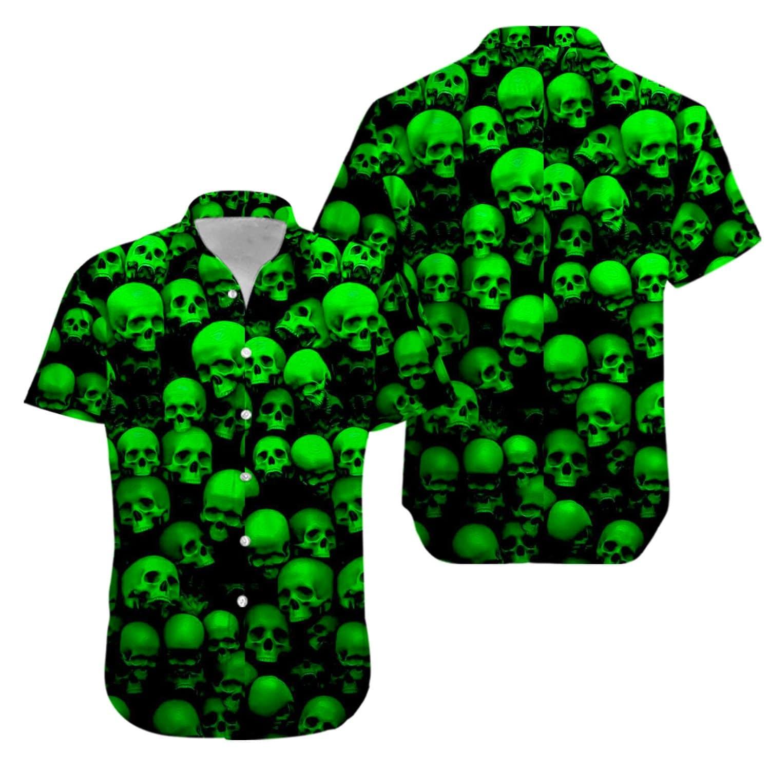 Skull Green Hawaii Aloha Shirts Kv Ha31631