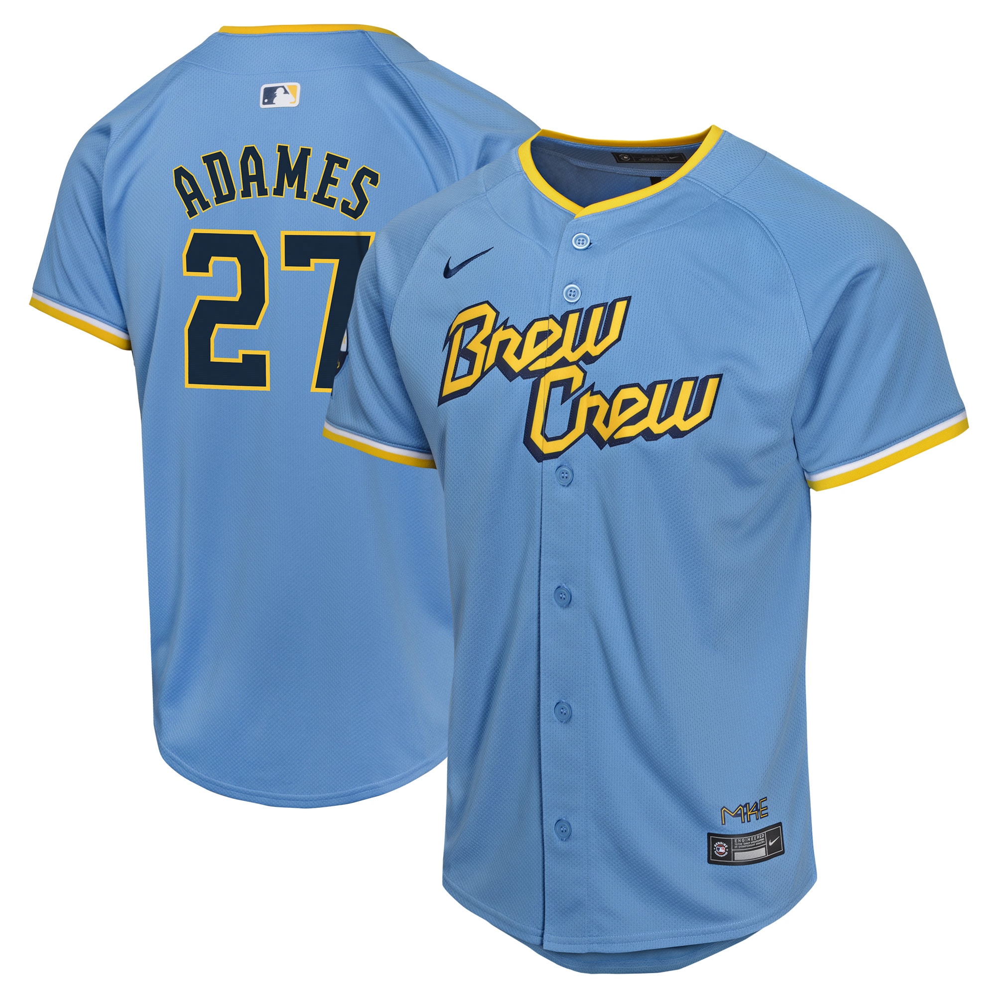 Willy Adames Milwaukee Brewers Youth City Connect Limited Player Jersey – Powder Blue