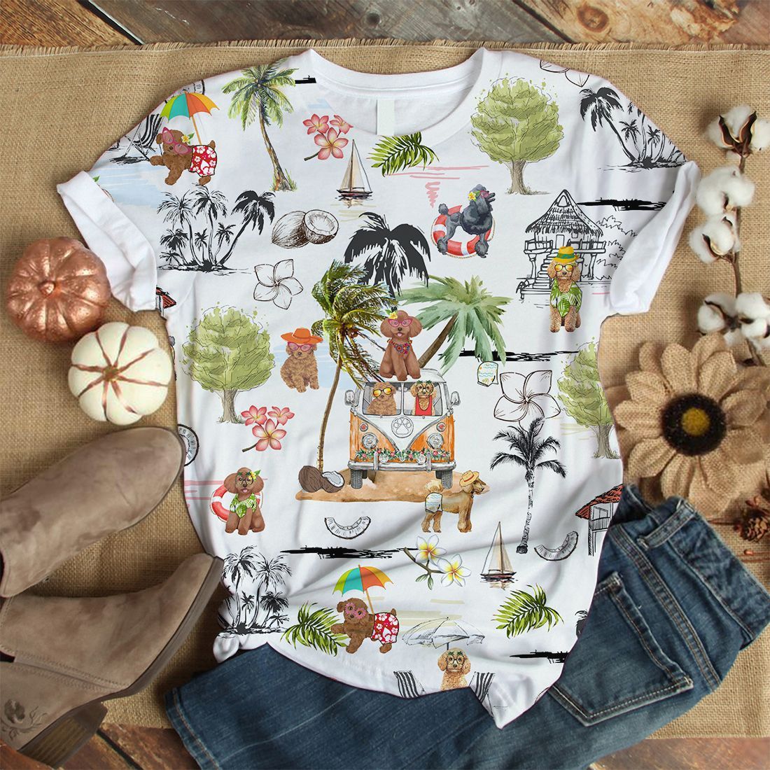 Poodle T-shirt Beach Summer