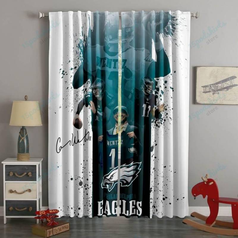 3D Printed Philadelphia Eagles Carson Wentz Style Custom Living Room Curtains