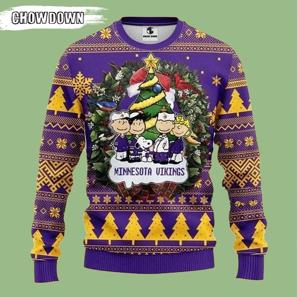 Minnesota Vikings Gift For Fan Ugly Wool Sweater Christmas Penuts