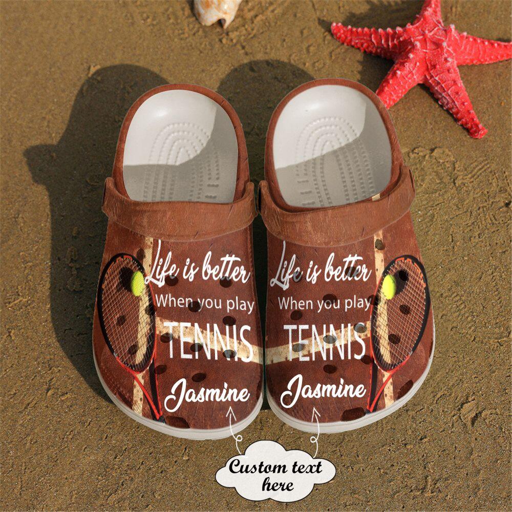 Tennis Personalized Clog, Custom Name, Text, Color, Number Fashion Style For Women, Men, Kid, Print 3D Life Is Better