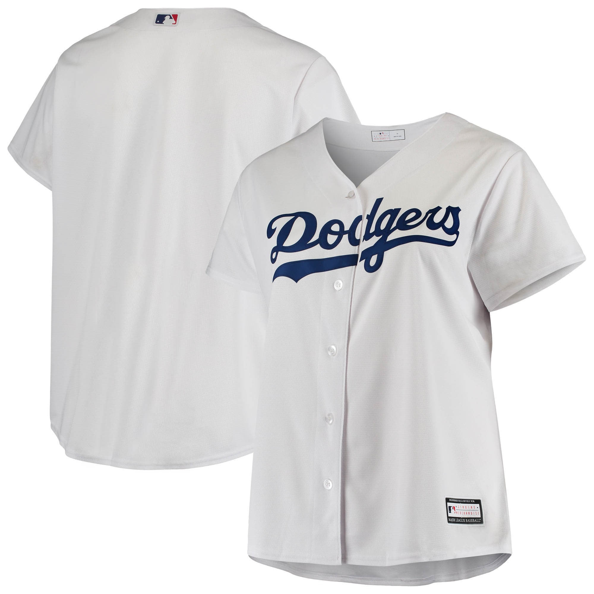 Los Angeles Dodgers Women's Plus Size Sanitized Replica Team Jersey – White