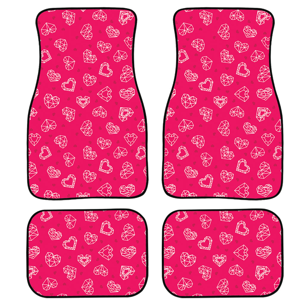 Valentine’S Day Geometric Heart Print Front And Back Car Floor Mats, Front Car Mat