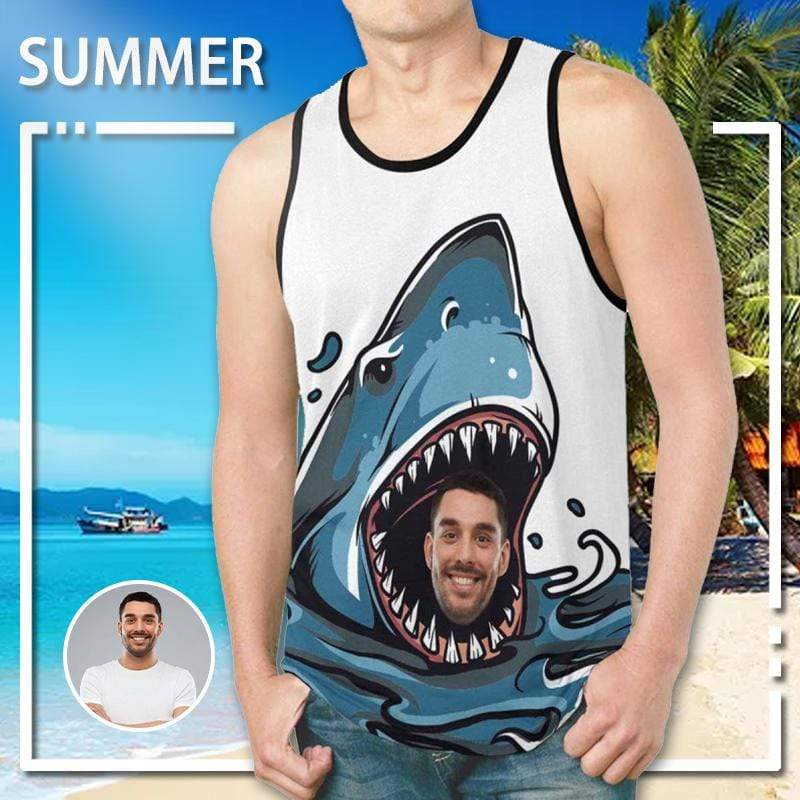 Custom Face Big Shark Men’S All Over Print Tank Top