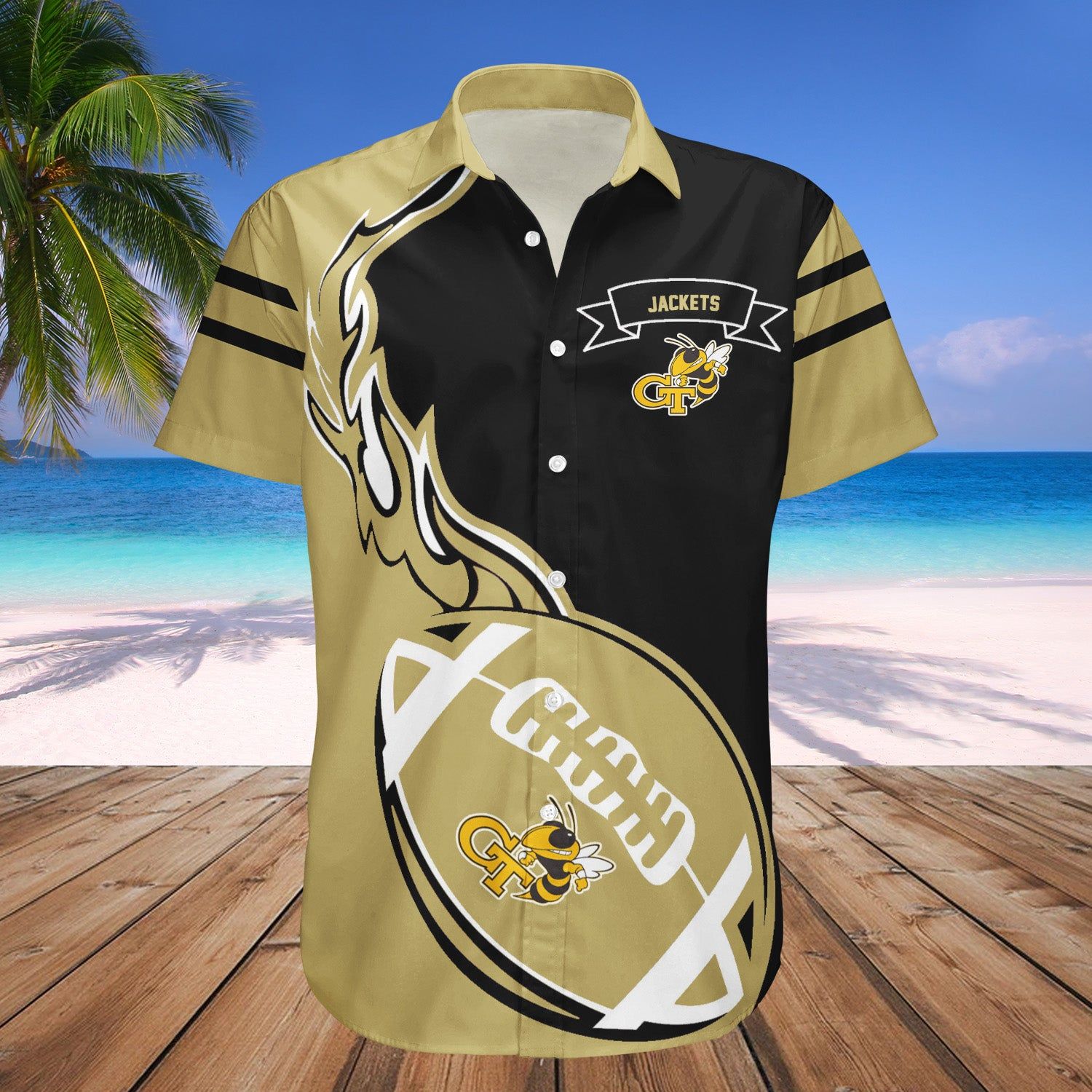 Georgia Tech Yellow Jackets Hawaii Shirt Flame Ball – NCCA