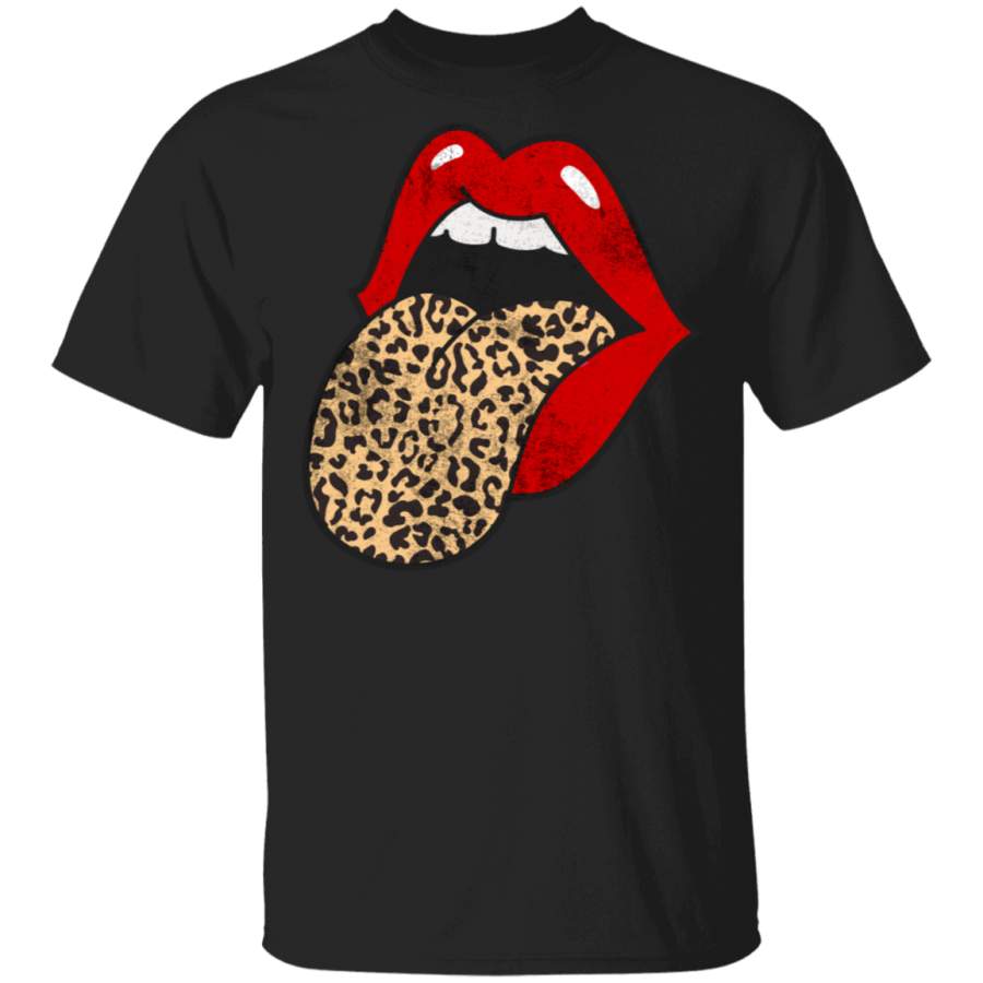 Red Lips Leopard Tongue ASM Trendy Animal Print Sweatshirt T-Shirt