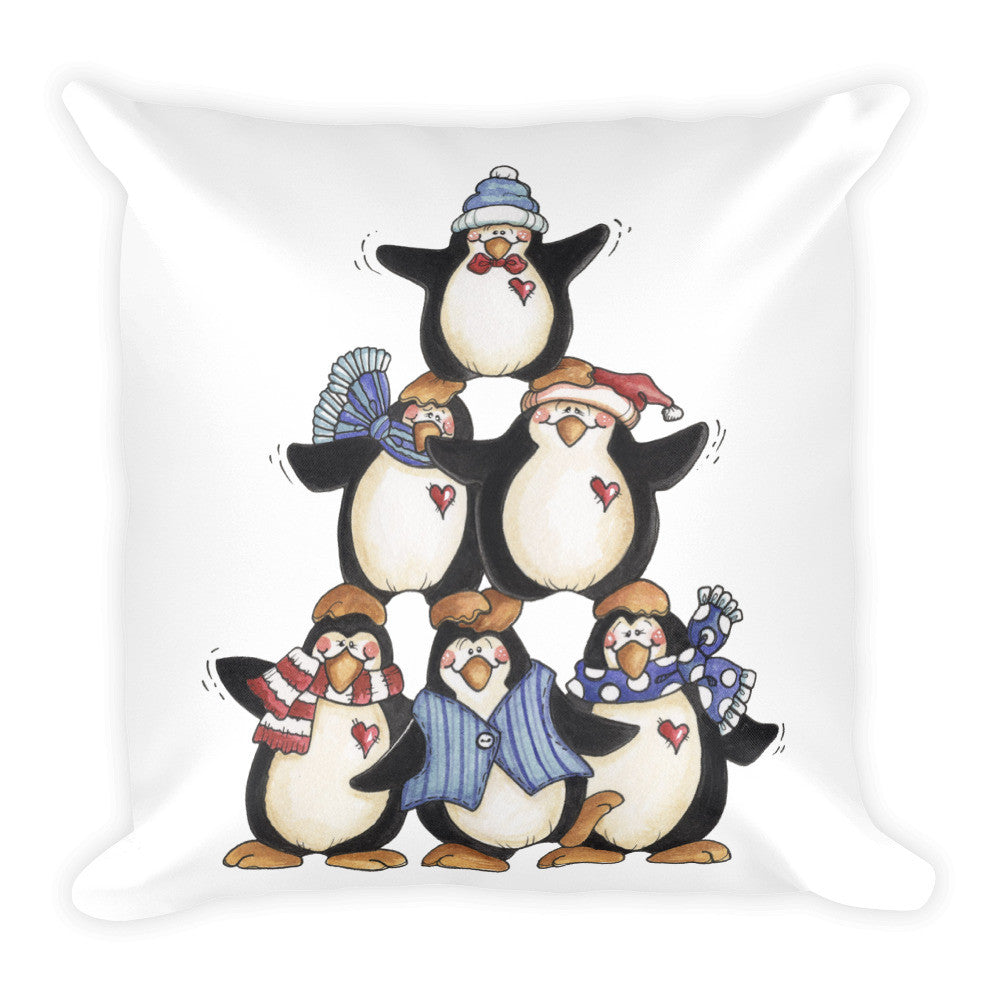 Cute Penguin Pyramid 18″ Square Pillow