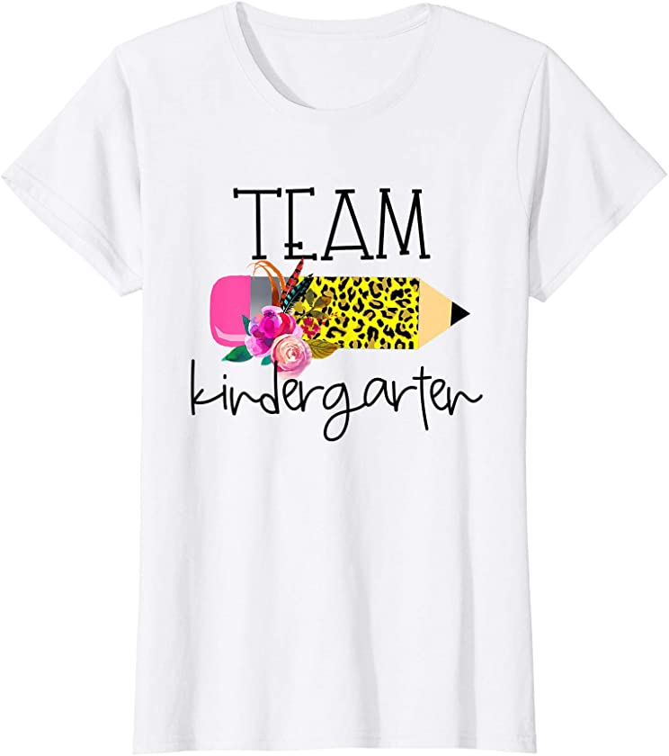 1st Day of School Gift Team Kindergarten Leopard Pencil T-Shirt