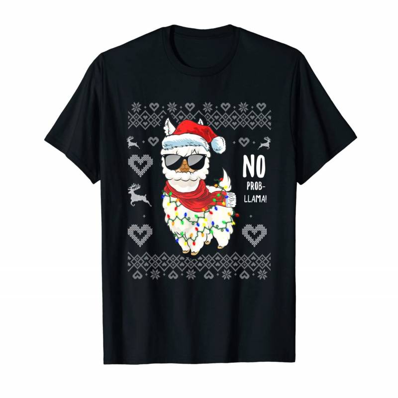 Xmas Christmas No Prob Llama Ugly Christmas Sweater Animal T-shirt